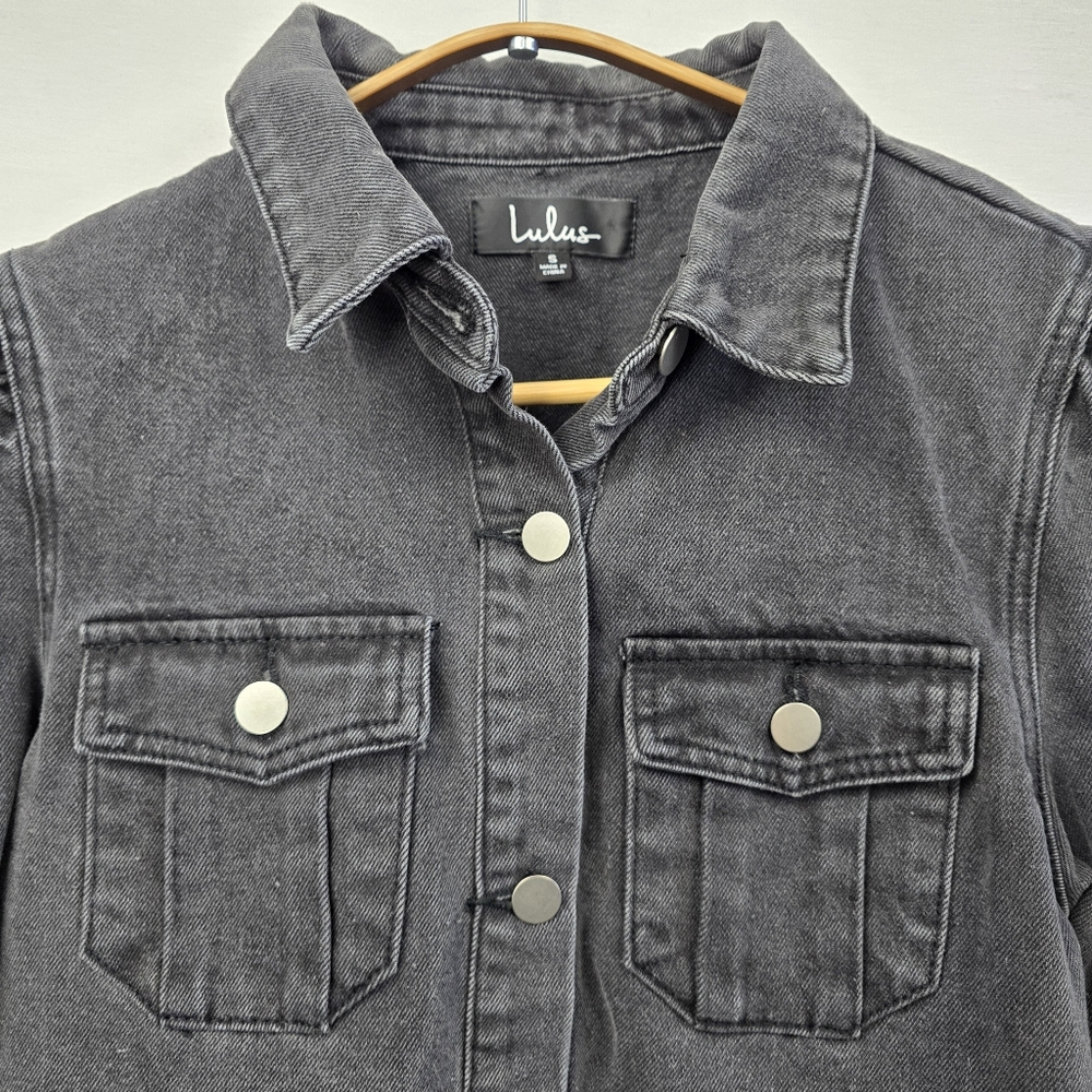 Lulu's Black Denim Jacket Size Small - Picture 3 of 13